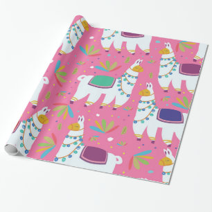 Papier Cadeau Motif de lama mignon