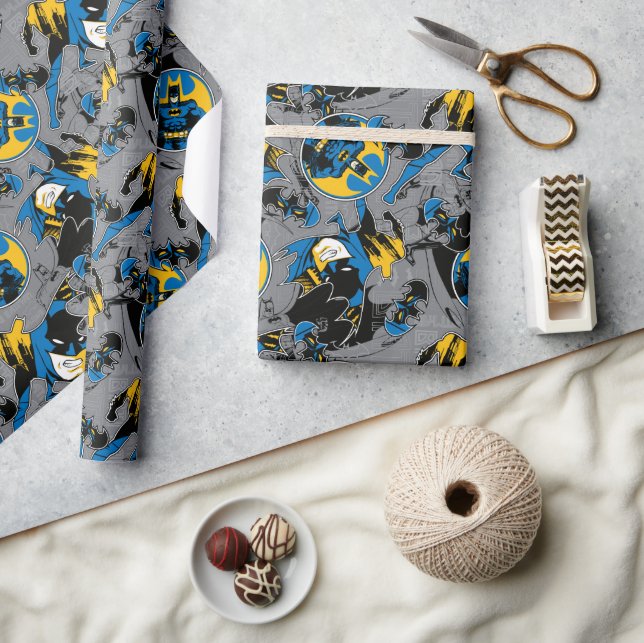 Papier Cadeau Motif de lancer à fond Batman (Artisanat)