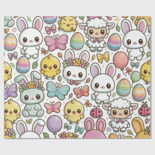 Papier Cadeau Motif de lapin de Pâques ludique 