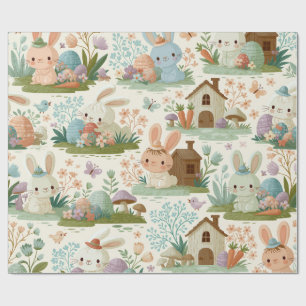 Papier Cadeau Motif de lapin de Pâques ludique