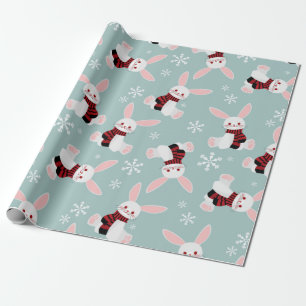 Papier Cadeau Motif de lapin d'hiver