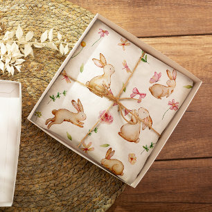 Papier Cadeau Motif de lapin rose de Pâques vintage