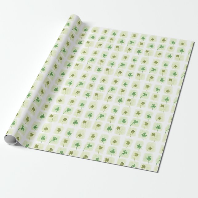 Papier Cadeau Motif de l'aquarelle Shamrock (Déroulé)