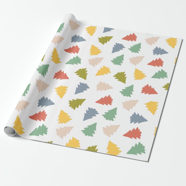 Papier Cadeau Motif de l'arbre de Noël multicolore (Déroulé)