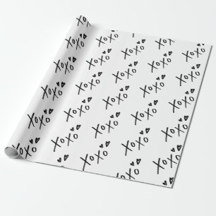 Papier Cadeau motif de lettres "XOXO" tiré à la main