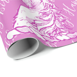 Papier Cadeau Motif de licorne rose magique Texte d'anniversaire