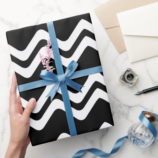 Papier Cadeau Motif de ligne double couleur Zig Zag (Cadeaux)