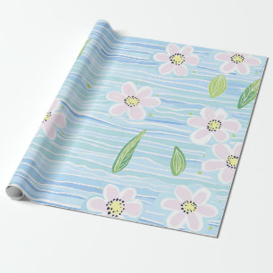 Papier Cadeau Motif de ligne florale abstrait moderne (10)