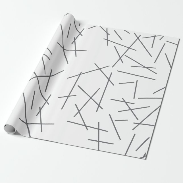 Papier Cadeau Motif de ligne graphique moderne, simple, désordon (Déroulé)