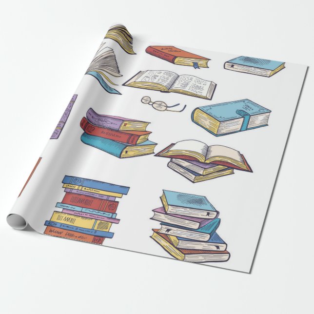 Papier Cadeau Motif de livre (Déroulé)