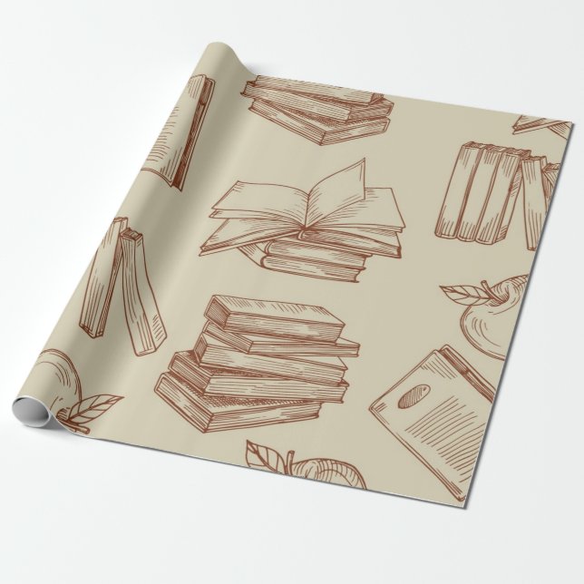 Papier Cadeau Motif de livre (Déroulé)
