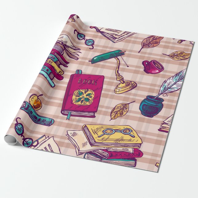 Papier Cadeau Motif de livre (Déroulé)