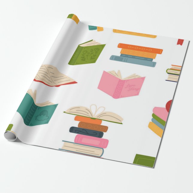 Papier Cadeau Motif de livre (Déroulé)