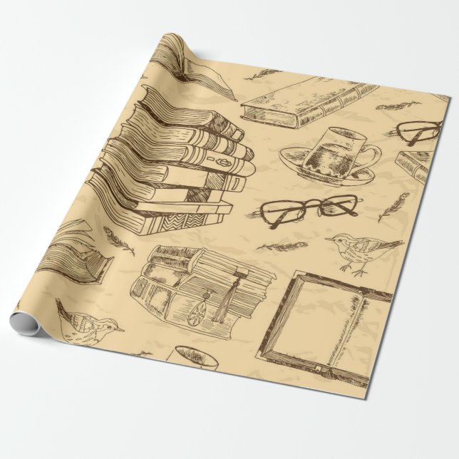 Papier Cadeau Motif de livre (Déroulé)