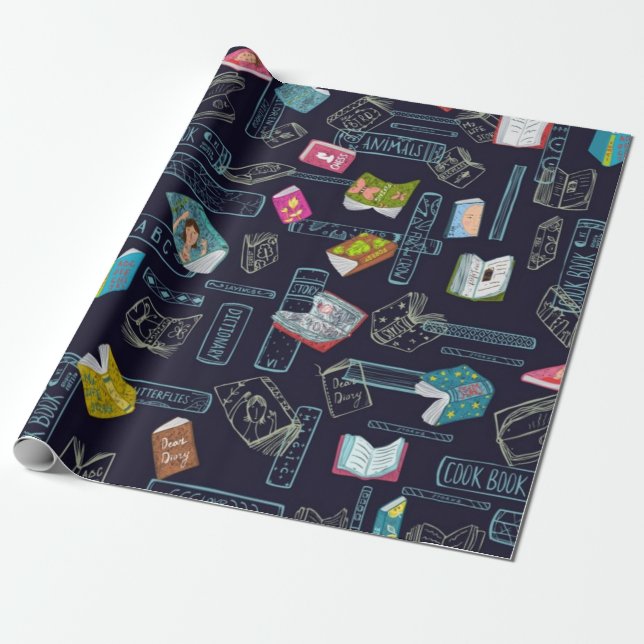 Papier Cadeau Motif de livre (Déroulé)