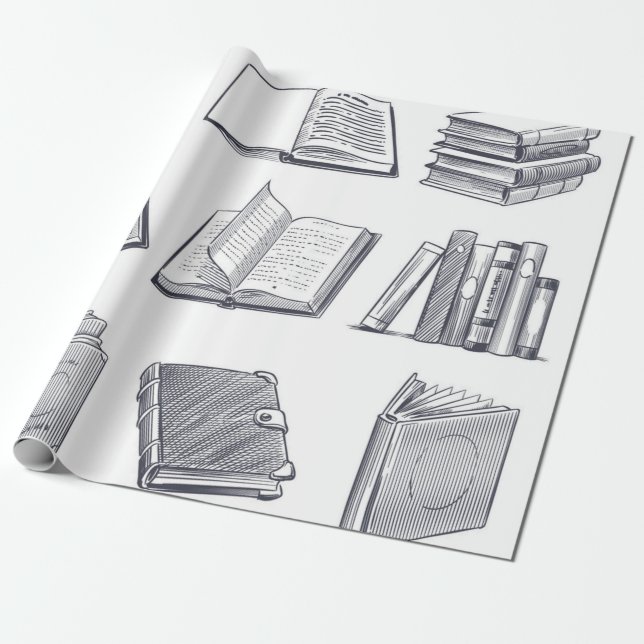 Papier Cadeau Motif de livre (Déroulé)