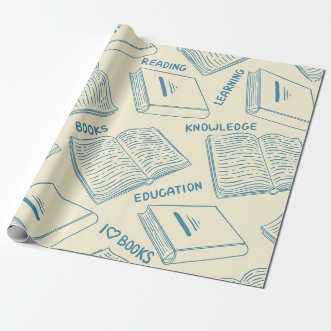 Papier Cadeau Motif de livre (Déroulé)