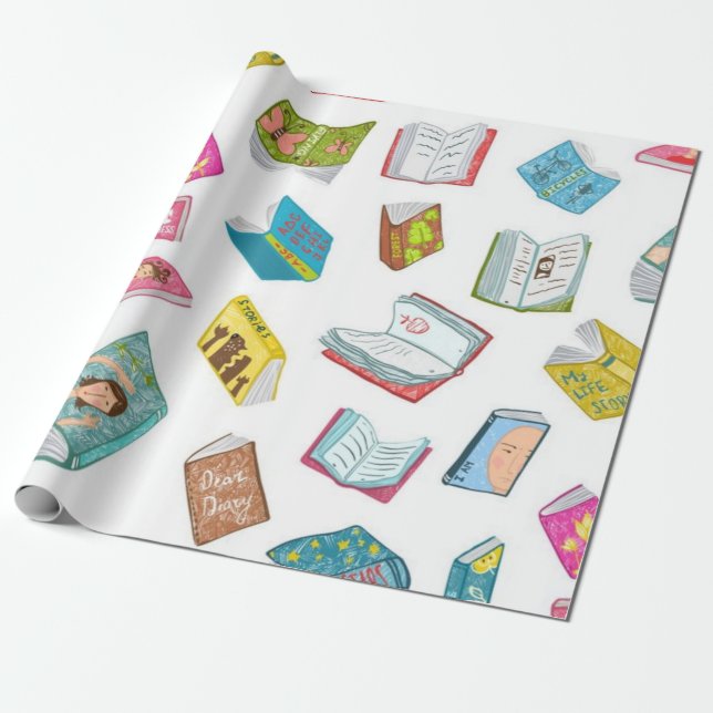 Papier Cadeau Motif de livre (Déroulé)