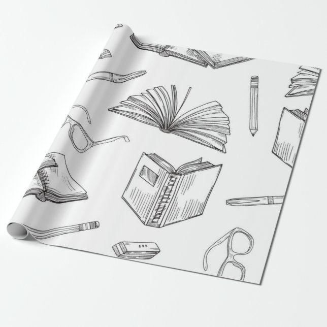 Papier Cadeau Motif de livre (Déroulé)