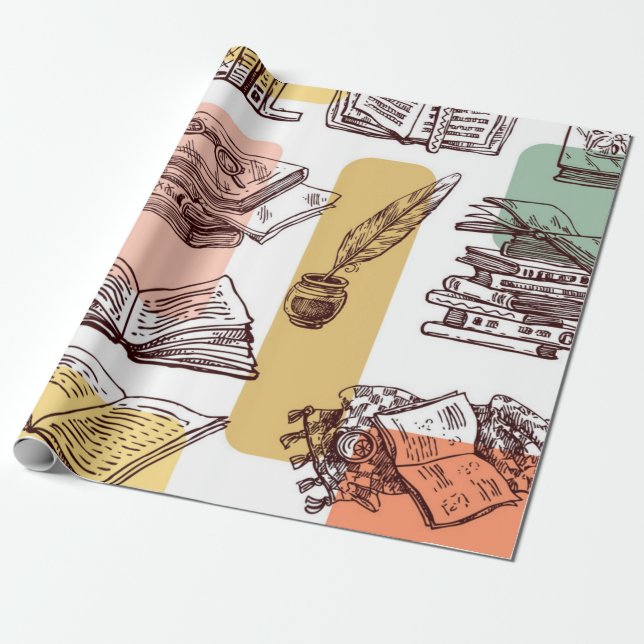 Papier Cadeau Motif de livre (Déroulé)