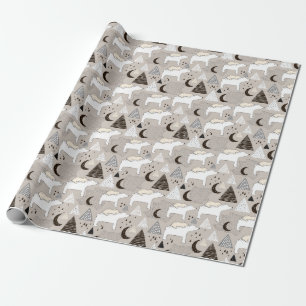 Papier Cadeau Motif de l'ours de bois du mignon Doodland