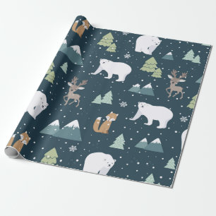 Papier Cadeau Motif de l'ours polaire de Noël
