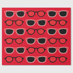 Papier Cadeau Motif de lunettes de soleil rouge noir