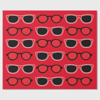 Papier Cadeau Motif de lunettes de soleil rouge noir