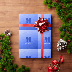 Papier Cadeau Motif de maillage géométrique bleu foncé