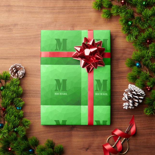 Papier Cadeau Motif de maillage géométrique vert clair (Cadeau de vacances)