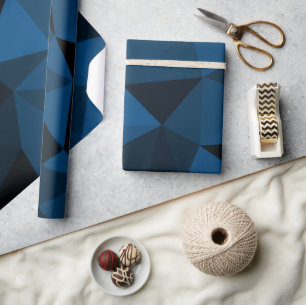 Papier Cadeau Motif de maille géométrique bleu foncé et noir