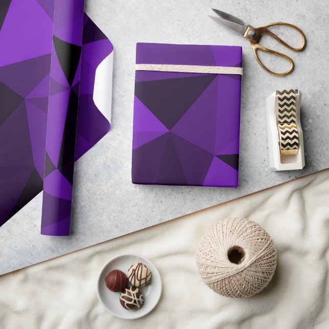 Papier Cadeau Motif de maille géométrique noir violet (Artisanat)