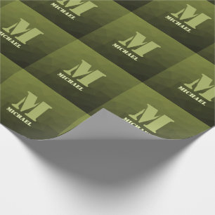 Papier Cadeau Motif de maille géométrique olive vert de l'armée
