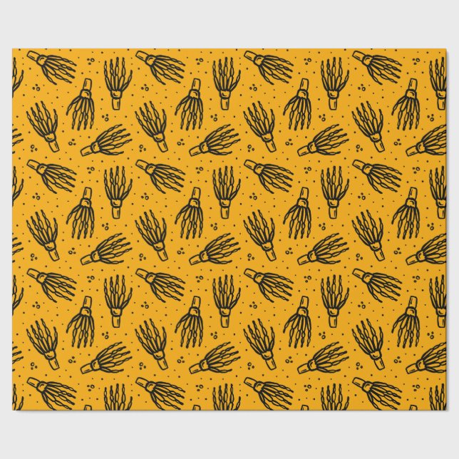 Papier Cadeau Motif de main de squelette. (Couture)