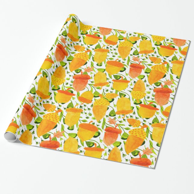 Papier Cadeau Motif de maïs jaune or et orange (Déroulé)