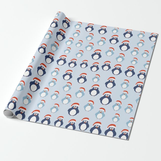 Papier Cadeau Motif de manchots (Déroulé)