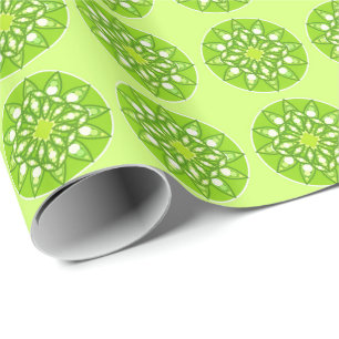 Papier Cadeau Motif de mandala aux nuances du vert de chaux