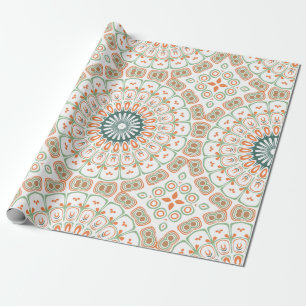 Papier Cadeau Motif de mandala moderne orange et vert