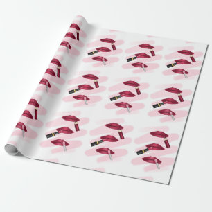 Papier Cadeau Motif de maquillage à lèvres rose Viva Magenta