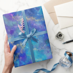 Papier Cadeau Motif de marbre bleu, violet et or