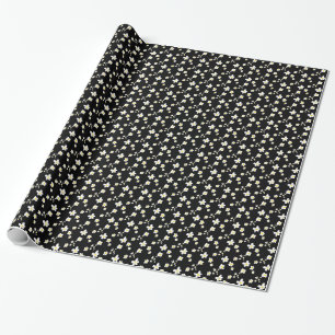 Papier Cadeau Motif de marguerite tendance noir jaune blanc, mod