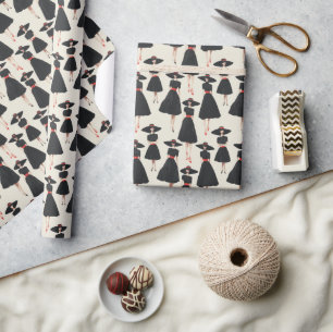 Papier Cadeau Motif de mode de couture de robe noire classique