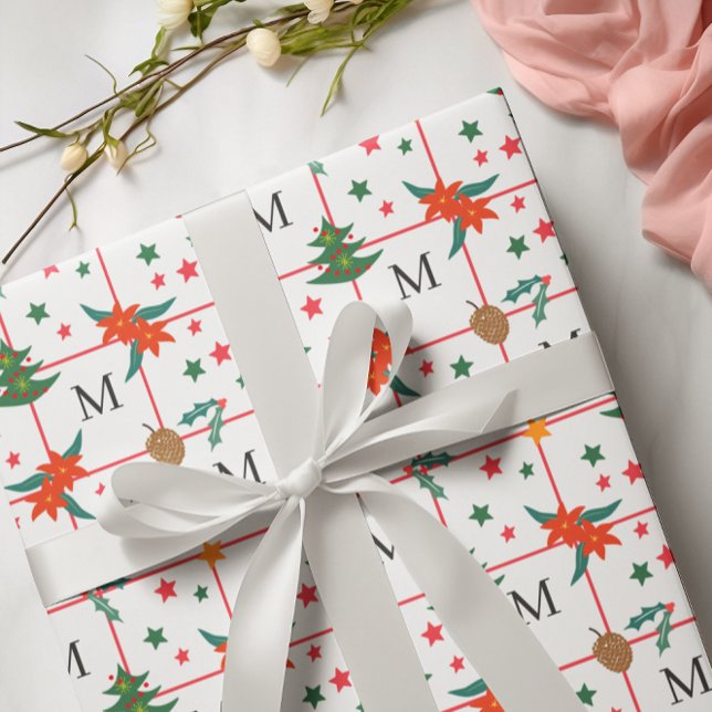 Papier Cadeau Motif de monogramme sans couture avec éléments de  (Créateur téléchargé)