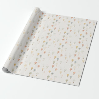 Papier Cadeau Motif de montgolfière dans des tons pastel doux