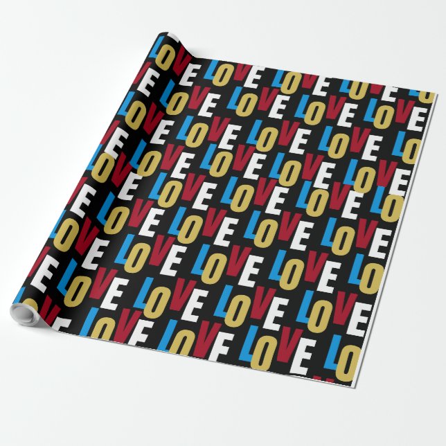 Papier Cadeau Motif de mots d'amour (Déroulé)