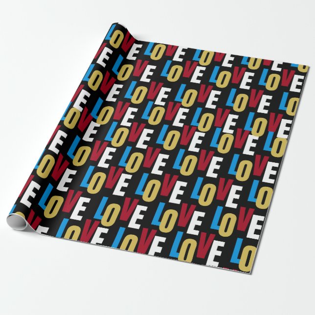 Papier Cadeau Motif de mots d'amour (Déroulé)
