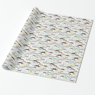 Papier Cadeau Motif de moustache, rétro style 2