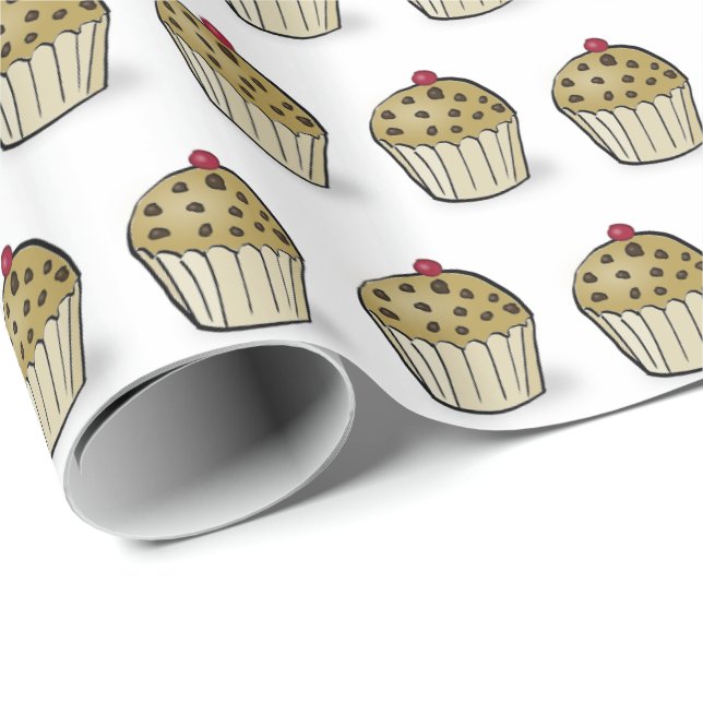 Papier Cadeau Motif de muffins Mini Cute (Coin rond)