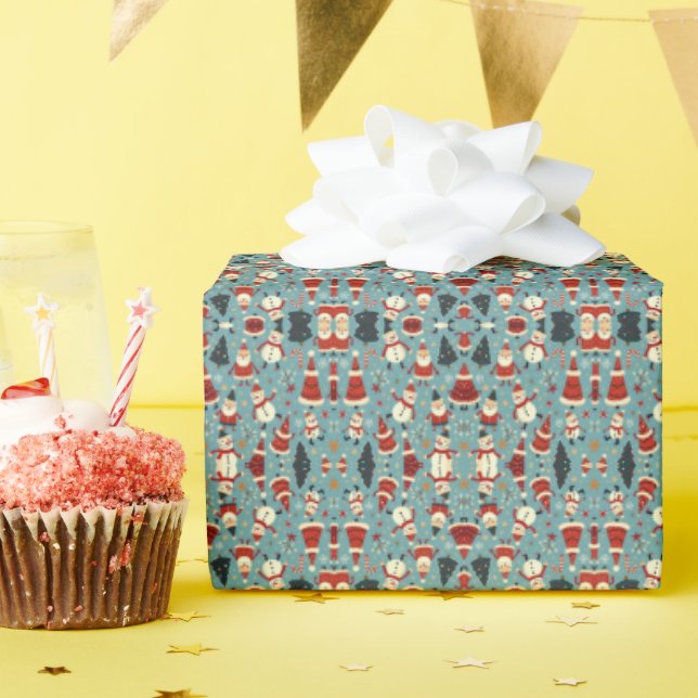 Papier Cadeau Motif de Noël avec arrière - plan bleu (Fête d'anniversaire)