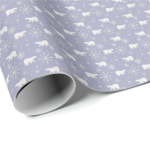 Papier Cadeau Motif de Noël avec ours polaires et flocons de nei